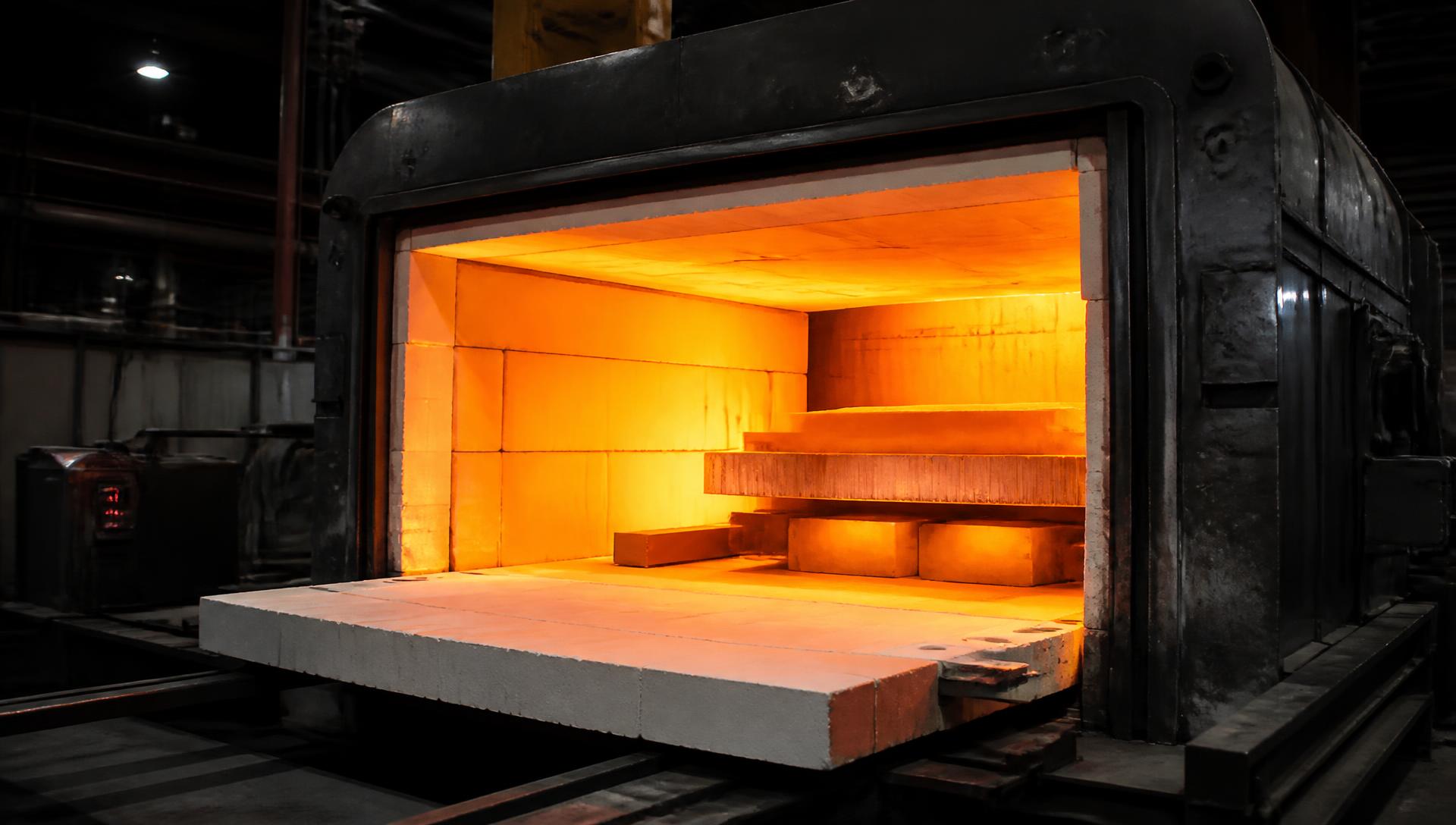 Horno industrial revestido con material aislante de fibra cerámica